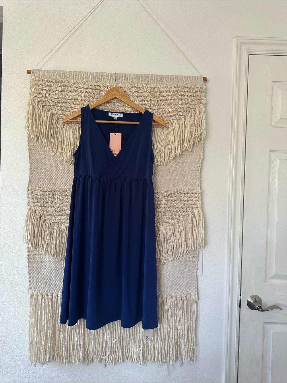 Of Mercer Navy Surplice Mini Dress NWT